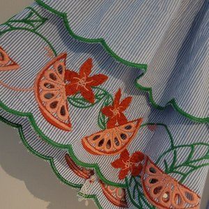 Pinstripe top with watermelon detail